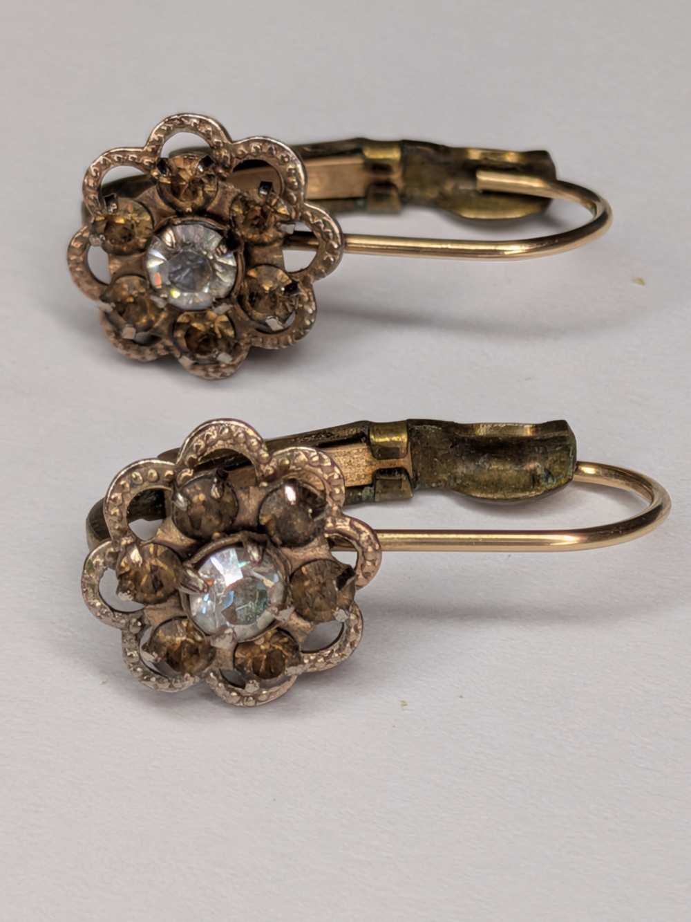 Liz Palacios Flower Drop Earrings with Clear Center Stones Pierced